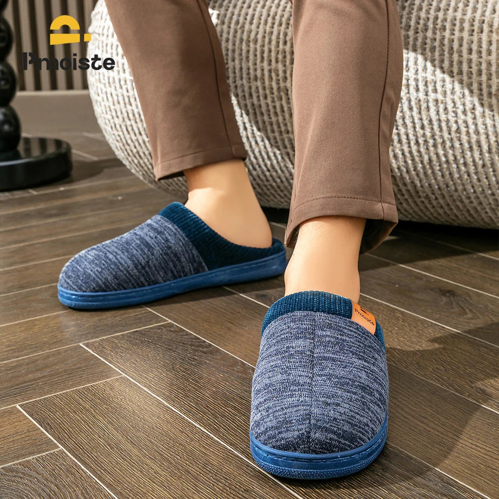 AFTER TREATMENT SOFT MALE SLIPPERS -Knitted Patchwork House Shoes Men memory foam, Warm Soft TPR Cushion Memory Foam Designer Luxury Home Slippers Non-slip Winter Indoor