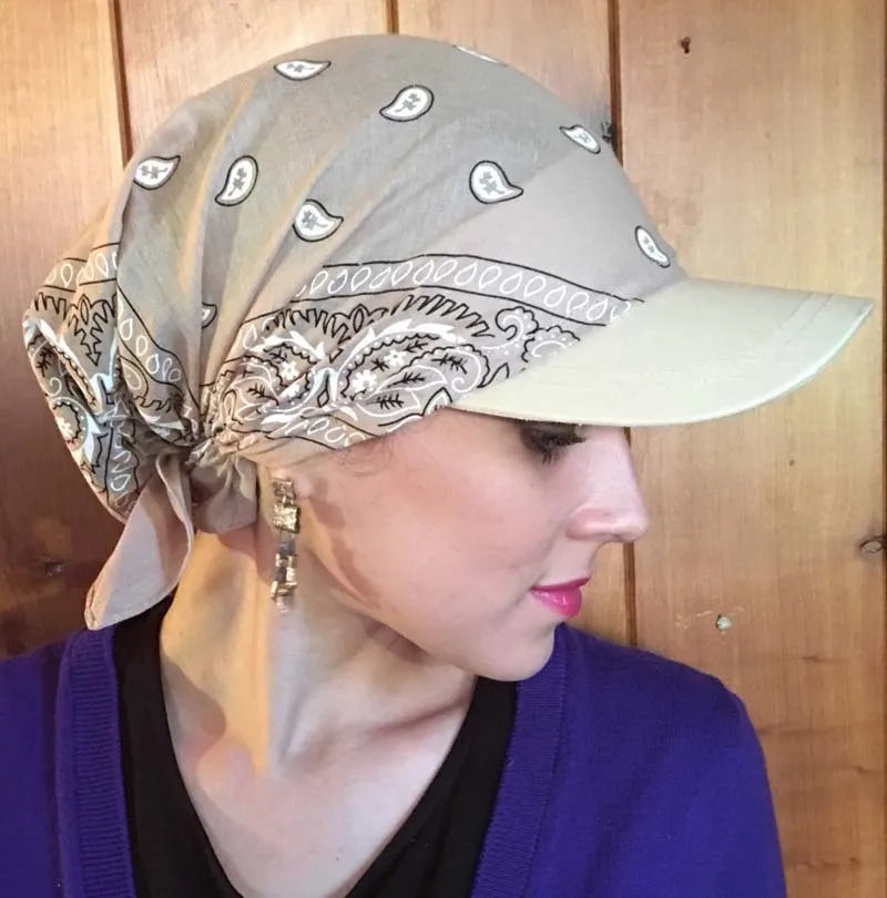 Fashion Hat Women Baseball Cap Sun Hats Headscarf Scarf Brim Caps Floral Print  with scarf or  Bandanas