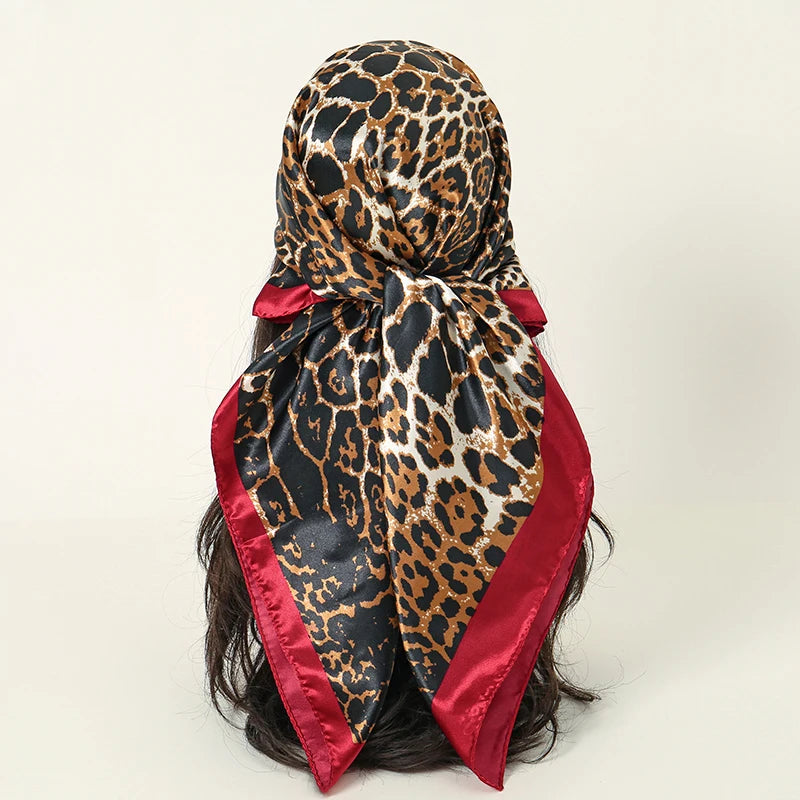 Satin Square Scarf Women  Elegant 2025 Print Silk Neckerchief Shawl Wraps Headband Handle Hair Accessories Bandana