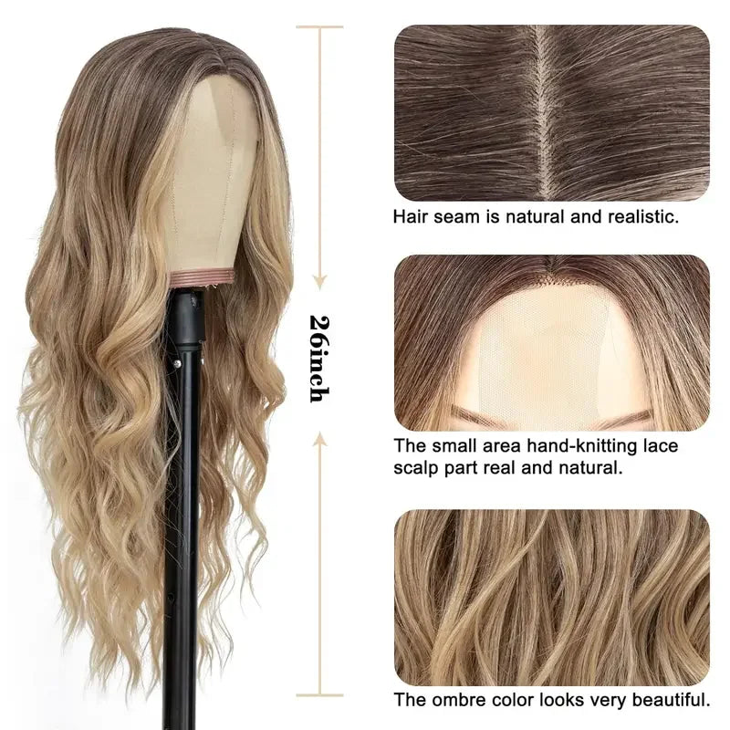 Blonde Women's Wigs Ombre Blonde Curly Wig Wig Ladies Synthetic