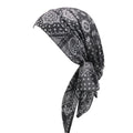 Cap Elastic Print Flower Pre-Tied Long Tail Headscarf Wrap Chemo Bonnet or Band