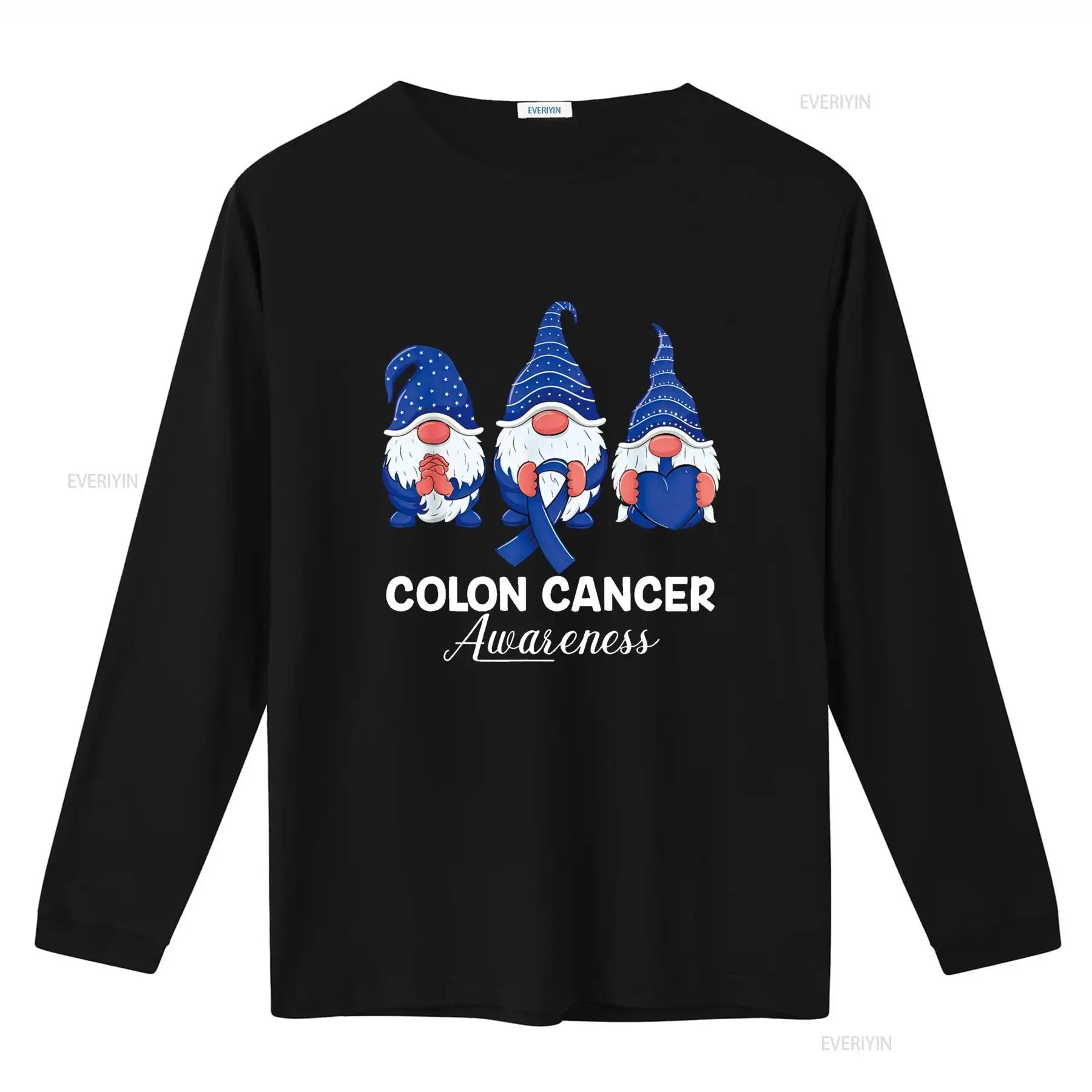 Colon Cancer Support gnomes with ribbon; Colorectal Awareness T Shirt vintage Washed Stretched graphic Top For Everyday Wear