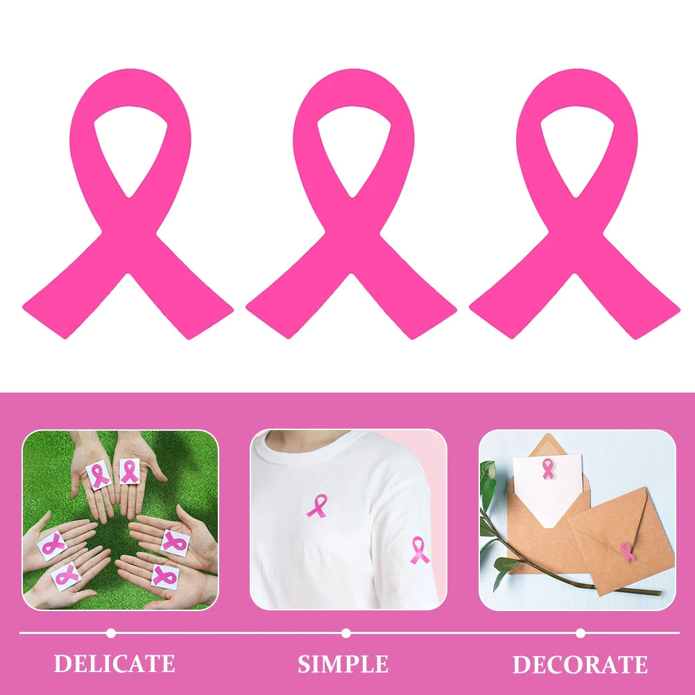320 PEICES! Pink Ribbon Stickers Breast Cancer Awareness Decorative Decals for Women Girls Events Public Welfare Supplies