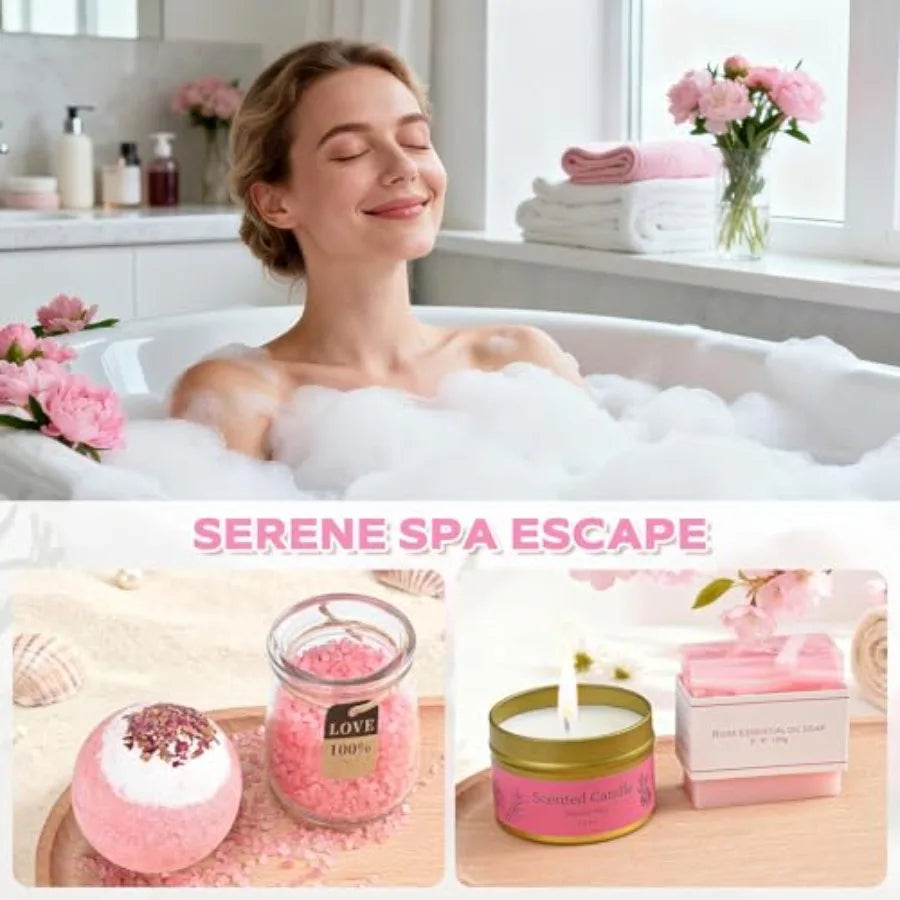 CANCER GIFT SET- 11pcs Get Well Soon Gifts Basket Rose Relaxing Care Package After Surgery Luxury Cancer Care Set Uni