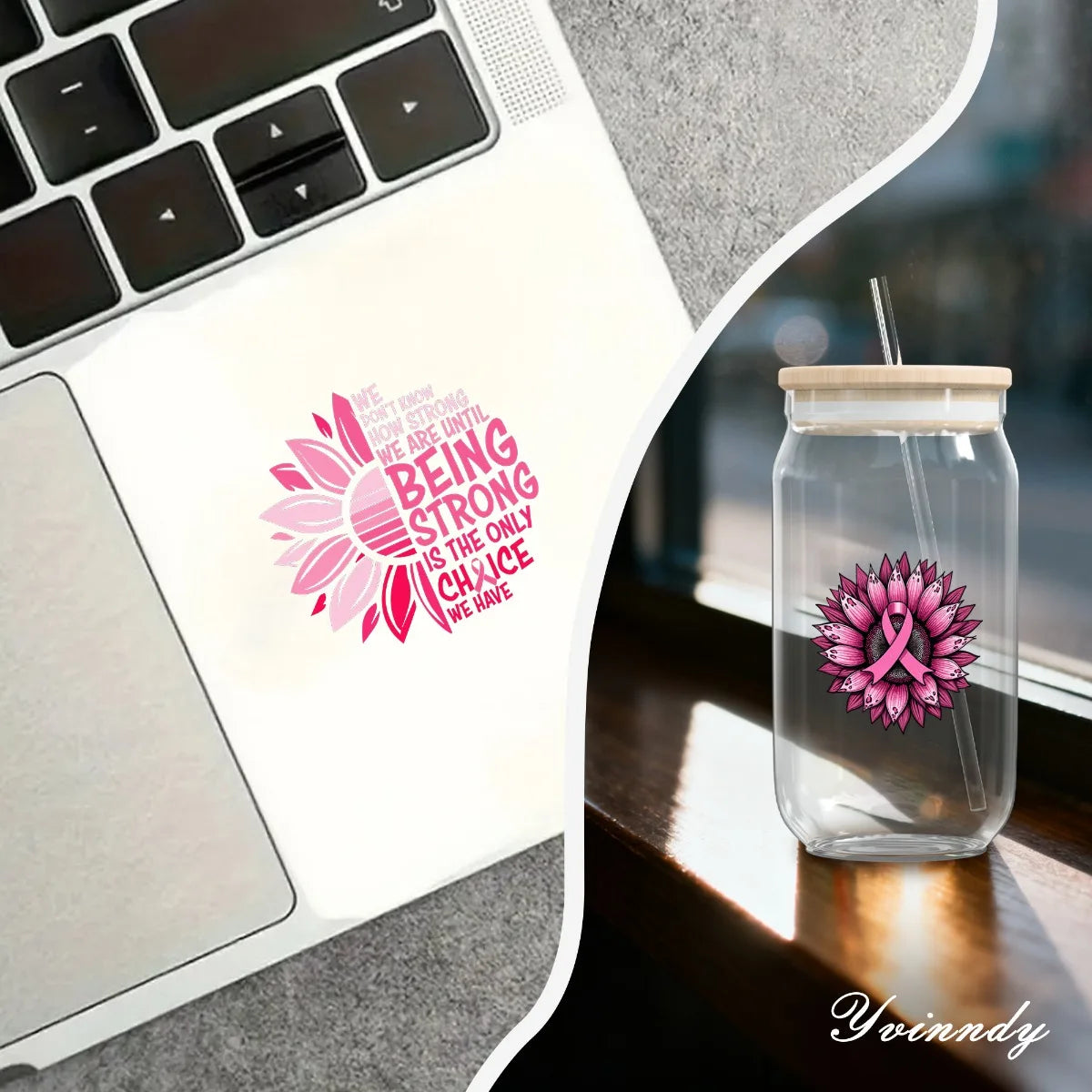 105 PCS/SETCaring For Breast Cancer UV DTF DIY Transfer Sticker  Can Be Decorated On Keychains, Cups Only The Transfer Sticker