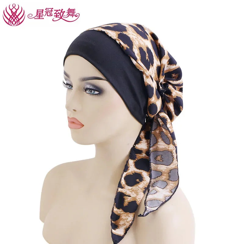 Elastic Wide-Band Boho Print Head Scarf, Sleep Cap & Hair Wrap for Women