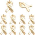 10pcs CHARM to put on necklace; Gold Plated Awareness Ribbon Charms Breast Cancer Brass Hope Awareness Pendant Charms with Loop