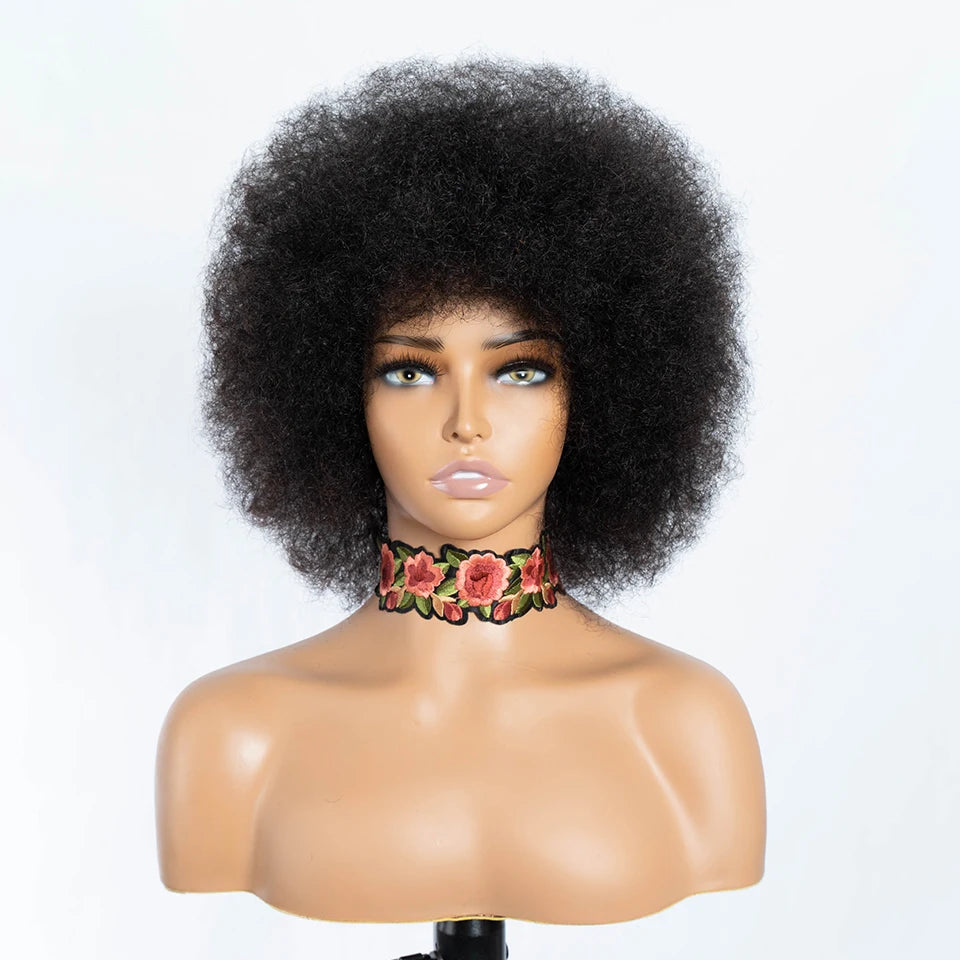 Brown Colored Human Hair Wigs For Women 14 Inch Short Afro Wigs 100% Real Brazilian Hair Wigs Natural Real Wigs
