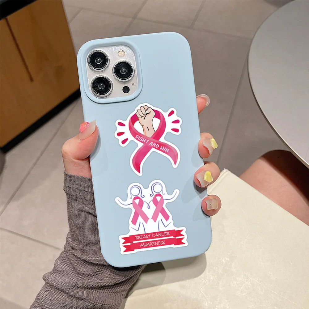 10/55/110PCS Breast Cancer Prevent Stickers Funny Graffiti Sticke DIY Cartoon Decals Scrapbook Luggage Laptop Phone Guitar Bike