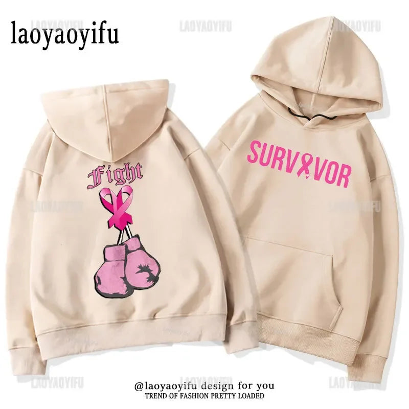 Breast Cancer Awareness Motivational Fighter Graphic Pullover BREAST CANCER AWARENESS Pink Ribbon Tree Woman Hoodies