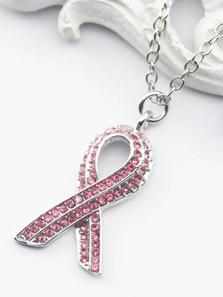 Breast Cancer Awareness Pink Ribbon Necklaces Pendant Jewelry support for all those suffering breast cancer