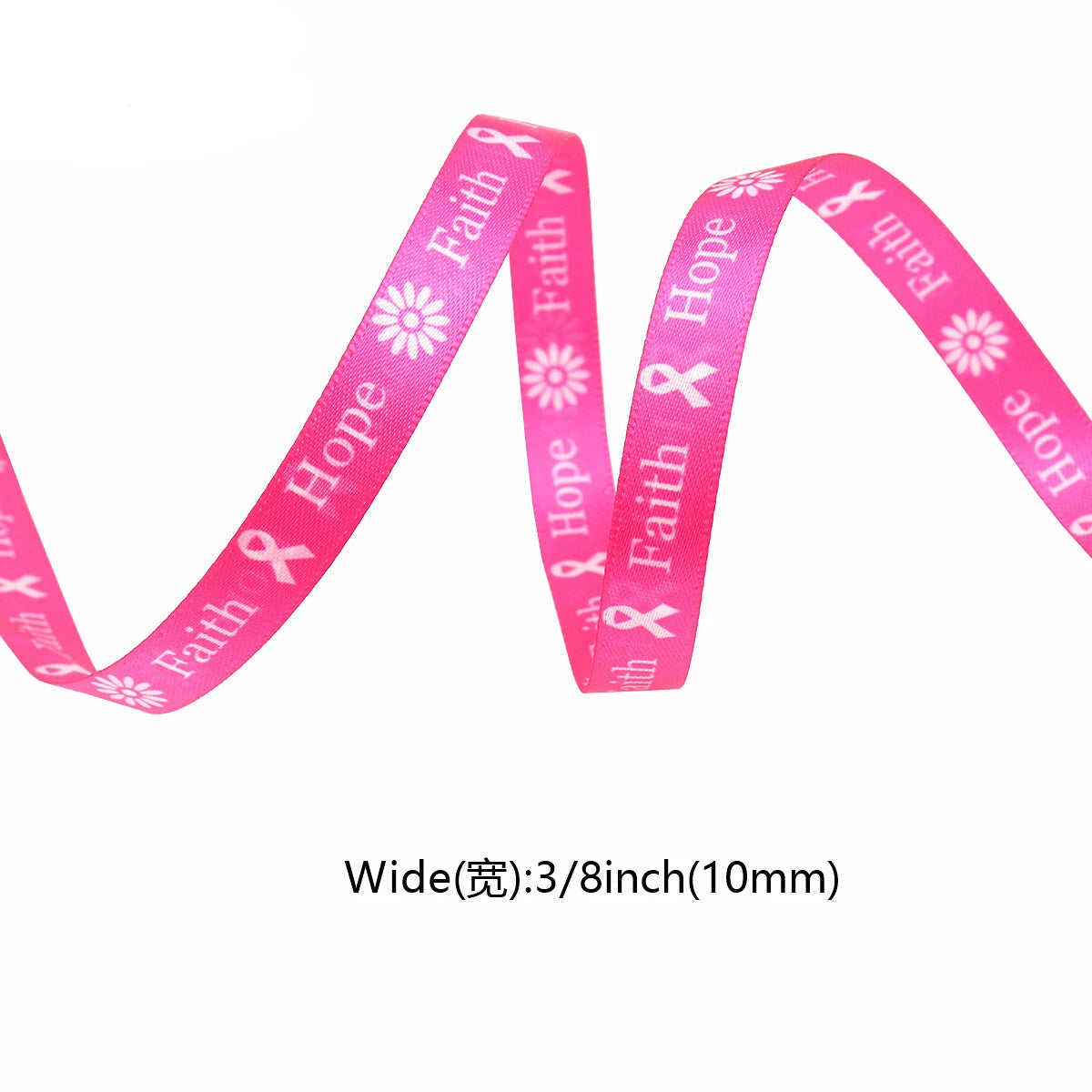 Breast Cancer Awareness Ribbon Pink Ribbon Printed Crafts Decorations Gift Wrapping Sewing