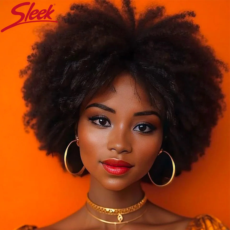 Brown Colored Human Hair Wigs For Women 14 Inch Short Afro Wigs 100% Real Brazilian Hair Wigs Natural Real Wigs