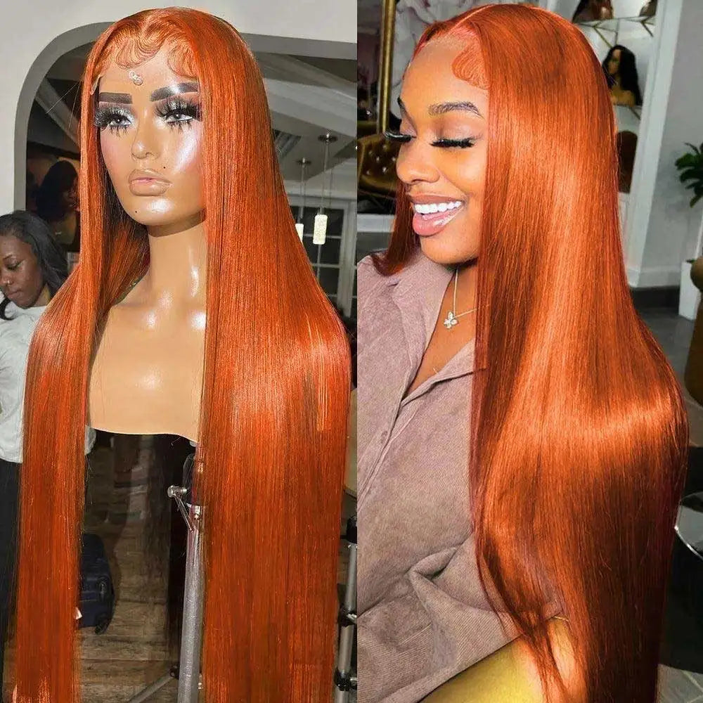 Chocolate Brown Straight Human Hair Wigs 13X4 HD Lace Frontal Wigs Colored Brazilian Bone Straight Lace Front Wigs For Women