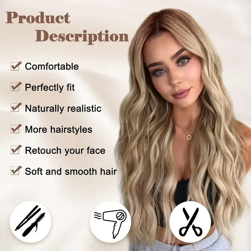 Blonde Women's Wigs Ombre Blonde Curly Wig Wig Ladies Synthetic