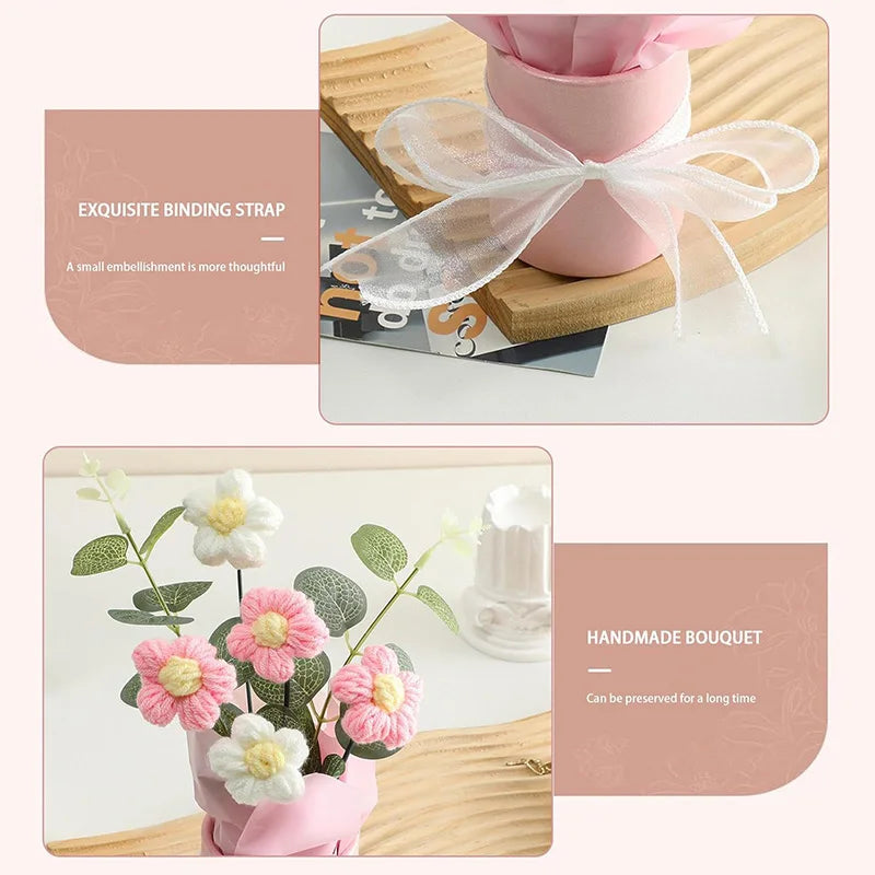 1/2Pcs SEND FOREVER FLOWERS,Exquisite Handmade Crocheted Bouquet Home Decoration