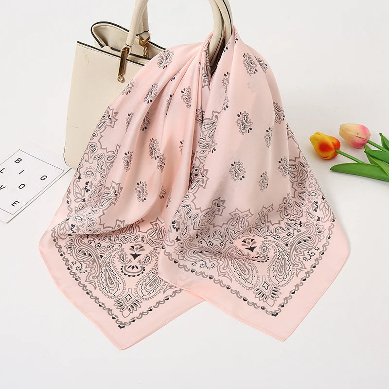 70*70cm Silk Neck Scarf Women Luxury Square Scarf, Headband Shawls Brand Wraps Neckerchief Hair Bandana