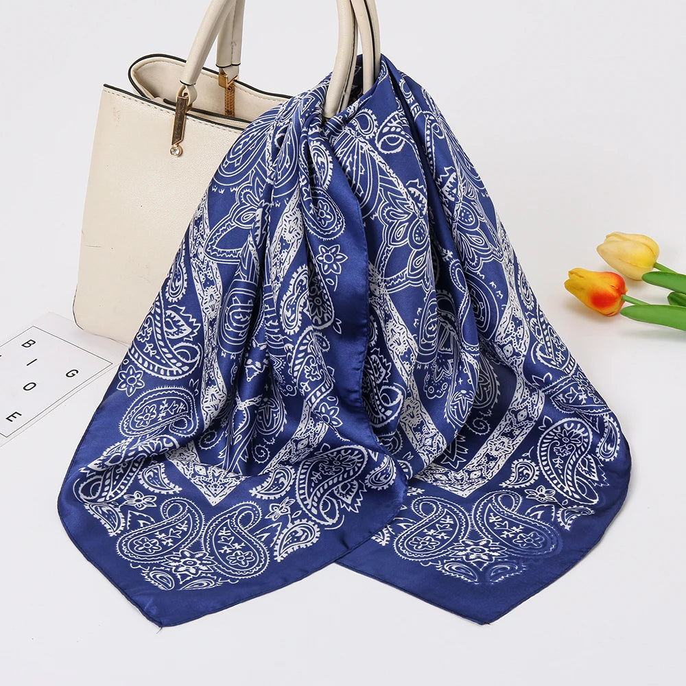 70*70cm Silk Neck Scarf Women Luxury Square Scarf, Headband Shawls Brand Wraps Neckerchief Hair Bandana