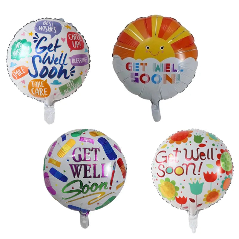 10pcs 18inch Get Well Soon Foil Balloons Best Wishes Helium Balloon For Birthday Wedding Patient's Blessing Decorations Kids Toy