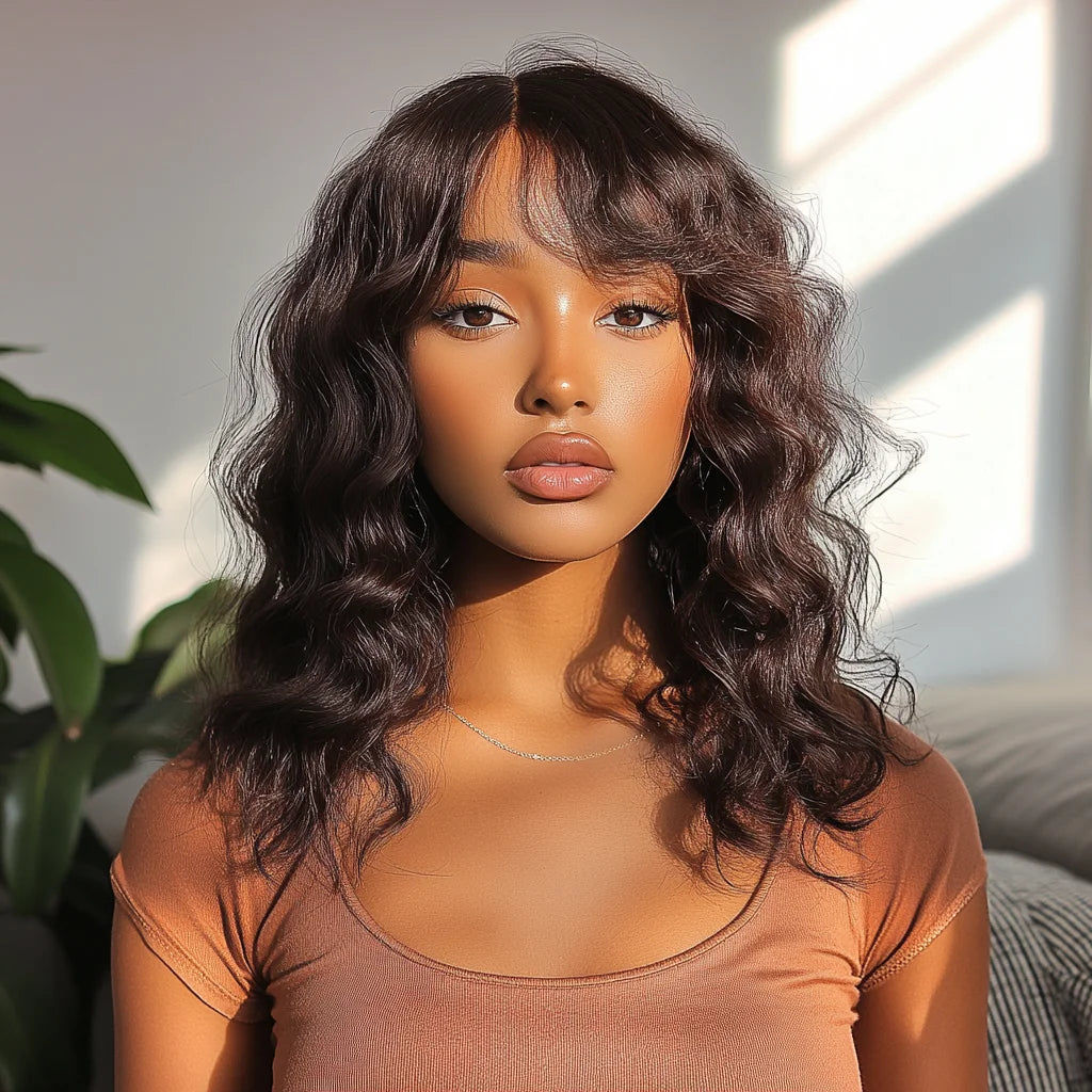Sleek 100% Real Ready To Wear Short Bodywave Brazilian Hair Wigs 2# Colored Hair Wigs 4# Brown Colored Human Hair Wigs For Women