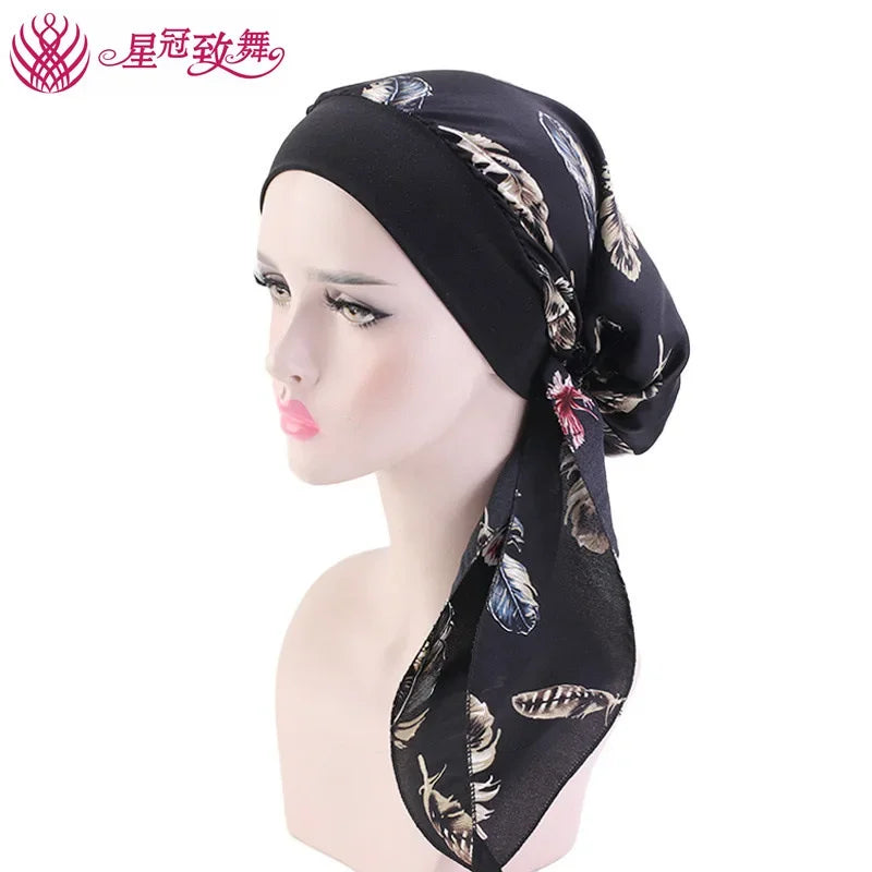 Elastic Wide-Band Boho Print Head Scarf, Sleep Cap & Hair Wrap for Women