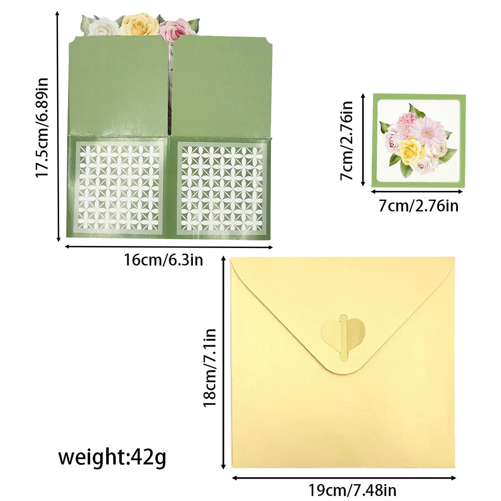 1pc Flower Pop Up Box Card,for Thinking of You, Get Well Soon,Birthday,Happy Mother`s Day,Best Mom Ever, Thank You, Thanksgiving