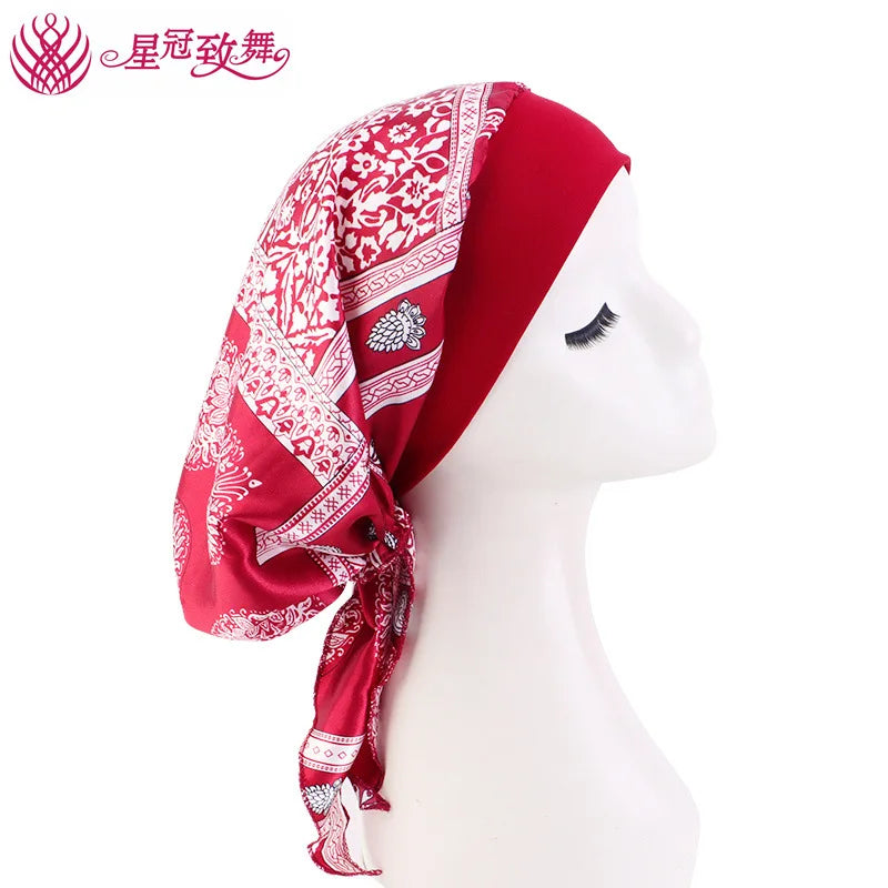 Elastic Wide-Band Boho Print Head Scarf, Sleep Cap & Hair Wrap for Women