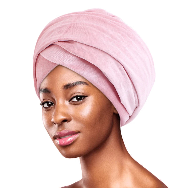 New Women Pleated Velvet  Elegant Head Wrap Extra Long Tube, Headwrap Scarf Tie for Chemo