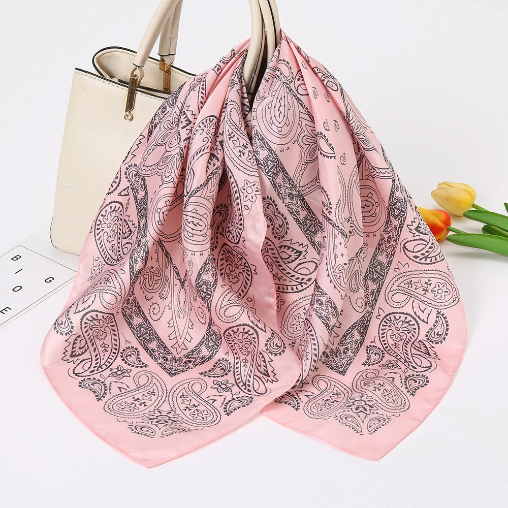70*70cm Silk Neck Scarf Women Luxury Square Scarf, Headband Shawls Brand Wraps Neckerchief Hair Bandana