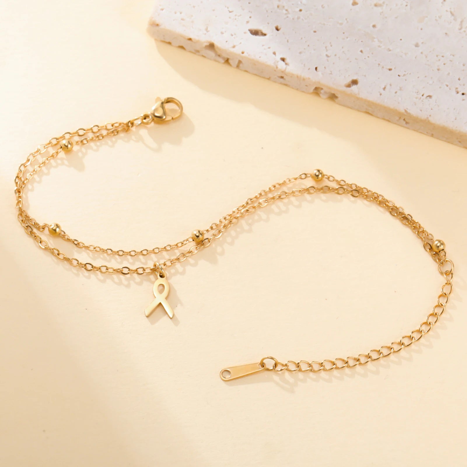 Women Breast Cancer Awareness Bracelets Stainless Steel Hand Chains Adjustable Chain Safety Blessing Lucky Jewelry Gift