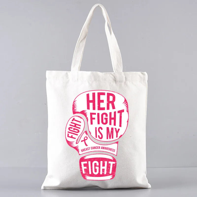 October Pink Breast Cancer Awareness Pattern Bag Set, Lightweight Large Capacity Tote Bag, Party Gift Handbag for Girls