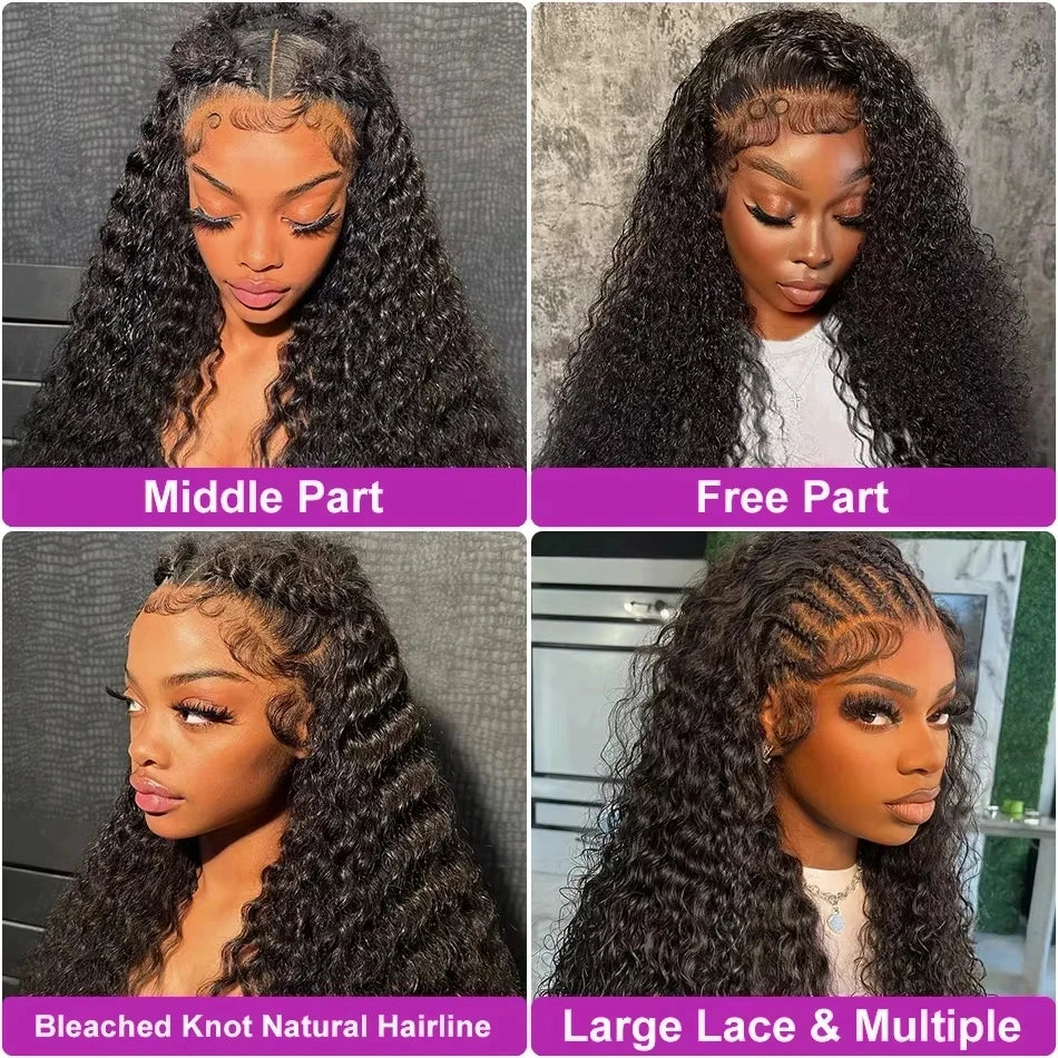 Nexora Curly Wig 1b Black Water Wave 360 human hair full lace Deep Wave Invisible Strap Glueless Lace Wigs