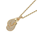 KEEP FIGHTING Boxing Gloves Pendant Necklace and Pendant Gold color rhinestones Men's /Women's fighting Necklace Pendant Jewelry