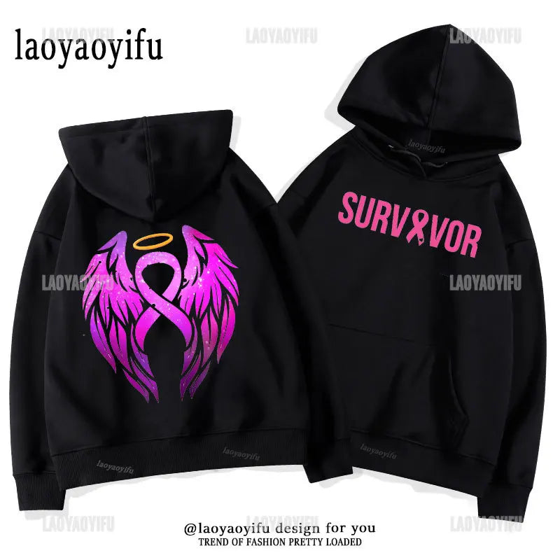 Breast Cancer Awareness Motivational Fighter Graphic Pullover BREAST CANCER AWARENESS Pink Ribbon Tree Woman Hoodies