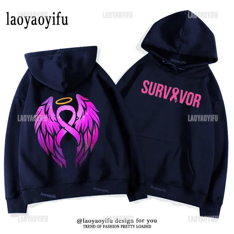 Breast Cancer Awareness Motivational Fighter Graphic Pullover BREAST CANCER AWARENESS Pink Ribbon Tree Woman Hoodies