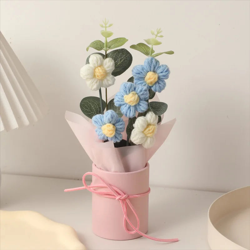 1/2Pcs SEND FOREVER FLOWERS,Exquisite Handmade Crocheted Bouquet Home Decoration