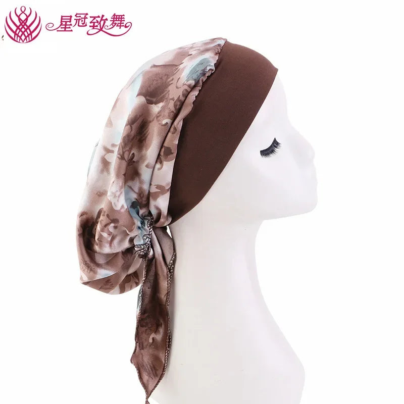 Elastic Wide-Band Boho Print Head Scarf, Sleep Cap & Hair Wrap for Women