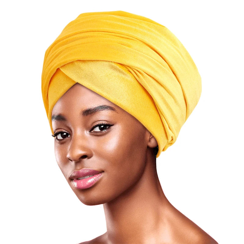 New Women Pleated Velvet  Elegant Head Wrap Extra Long Tube, Headwrap Scarf Tie for Chemo