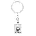 "MY DAD MY HERO" Keychain Necklace for Men Women Square Brand Carved Letter Pendant Chain Key Ring Accessories Father's Day Gift