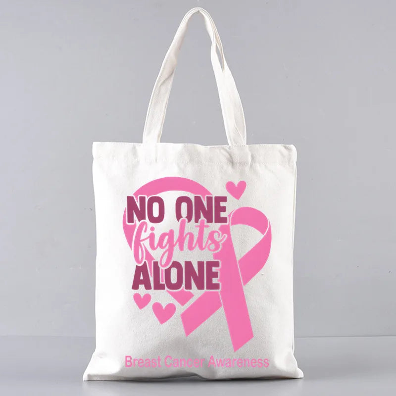October Pink Breast Cancer Awareness Pattern Bag Set, Lightweight Large Capacity Tote Bag, Party Gift Handbag for Girls
