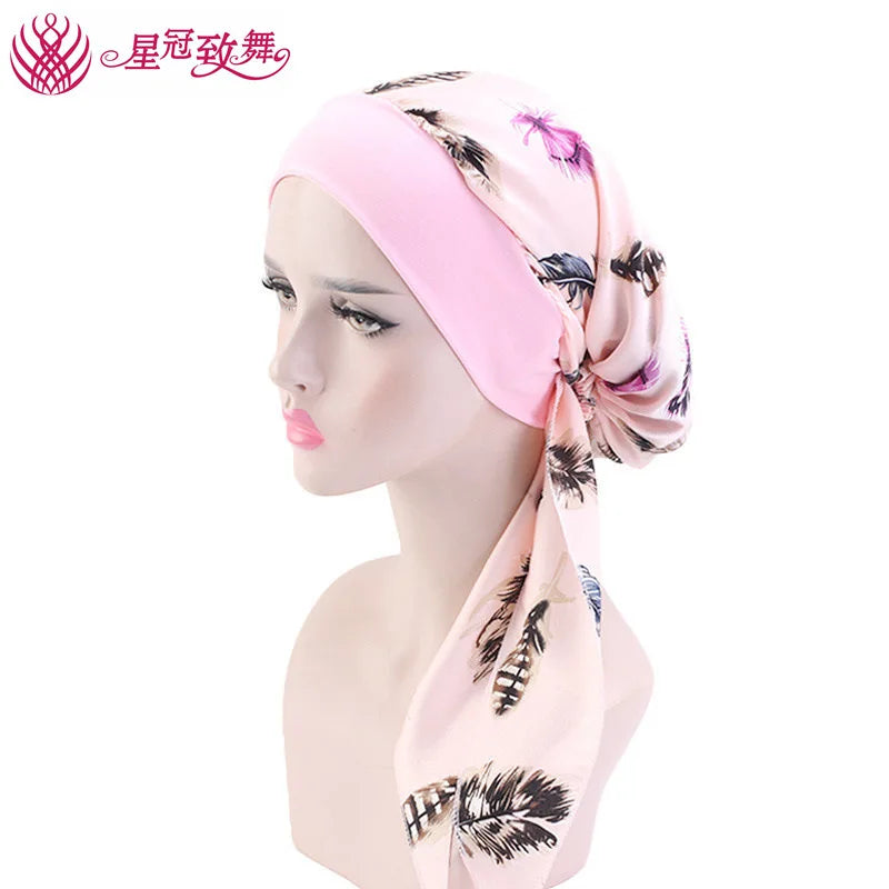 Elastic Wide-Band Boho Print Head Scarf, Sleep Cap & Hair Wrap for Women