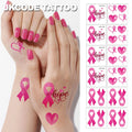 FUN TATTOOS to Celebrate! 12 Pcs Pink Ribbon "Hope" Temporary Tattoos - Show Your Support, Waterproof Stickers for Breast Cancer Awareness