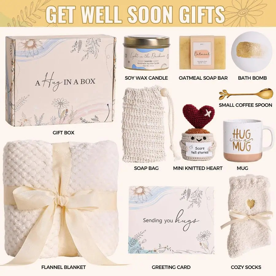 CANCER GIFT SET-Well Gifts for Women Care Package Feel Better Gifts Baskets After Surgery Cancer Patients Miscarriage for Sick Friend Chemo Enco