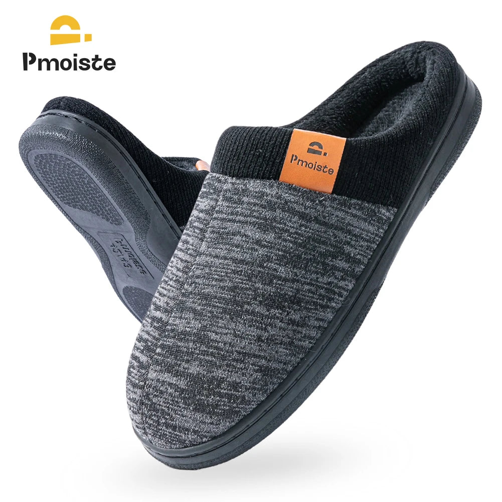 AFTER TREATMENT SOFT MALE SLIPPERS -Knitted Patchwork House Shoes Men memory foam, Warm Soft TPR Cushion Memory Foam Designer Luxury Home Slippers Non-slip Winter Indoor