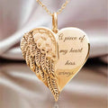A Piece of My Heart Has Wings Pendant European American Angel Wings Engraved Necklace Jewelry Necklace for Women