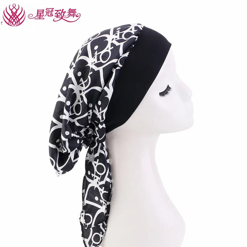 Elastic Wide-Band Boho Print Head Scarf, Sleep Cap & Hair Wrap for Women