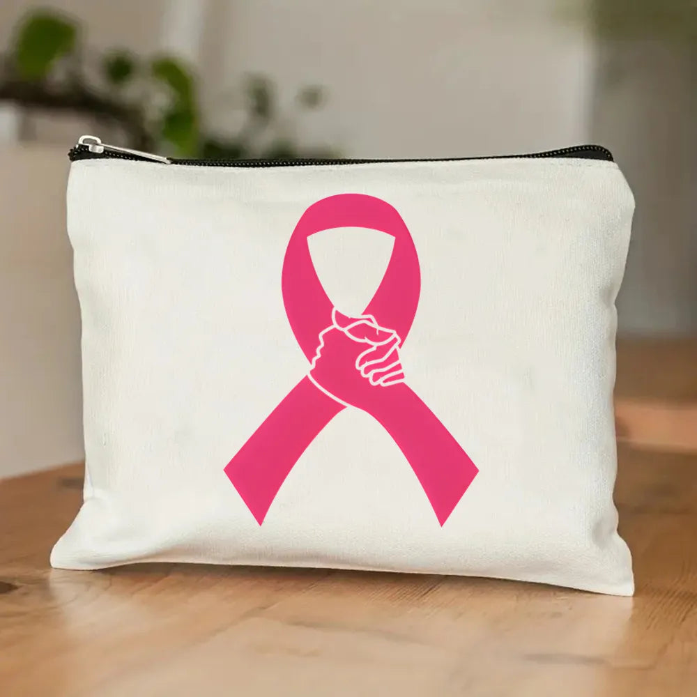 October Pink Breast Cancer Awareness Pattern Bag Set, Lightweight Large Capacity Tote Bag, Party Gift Handbag for Girls