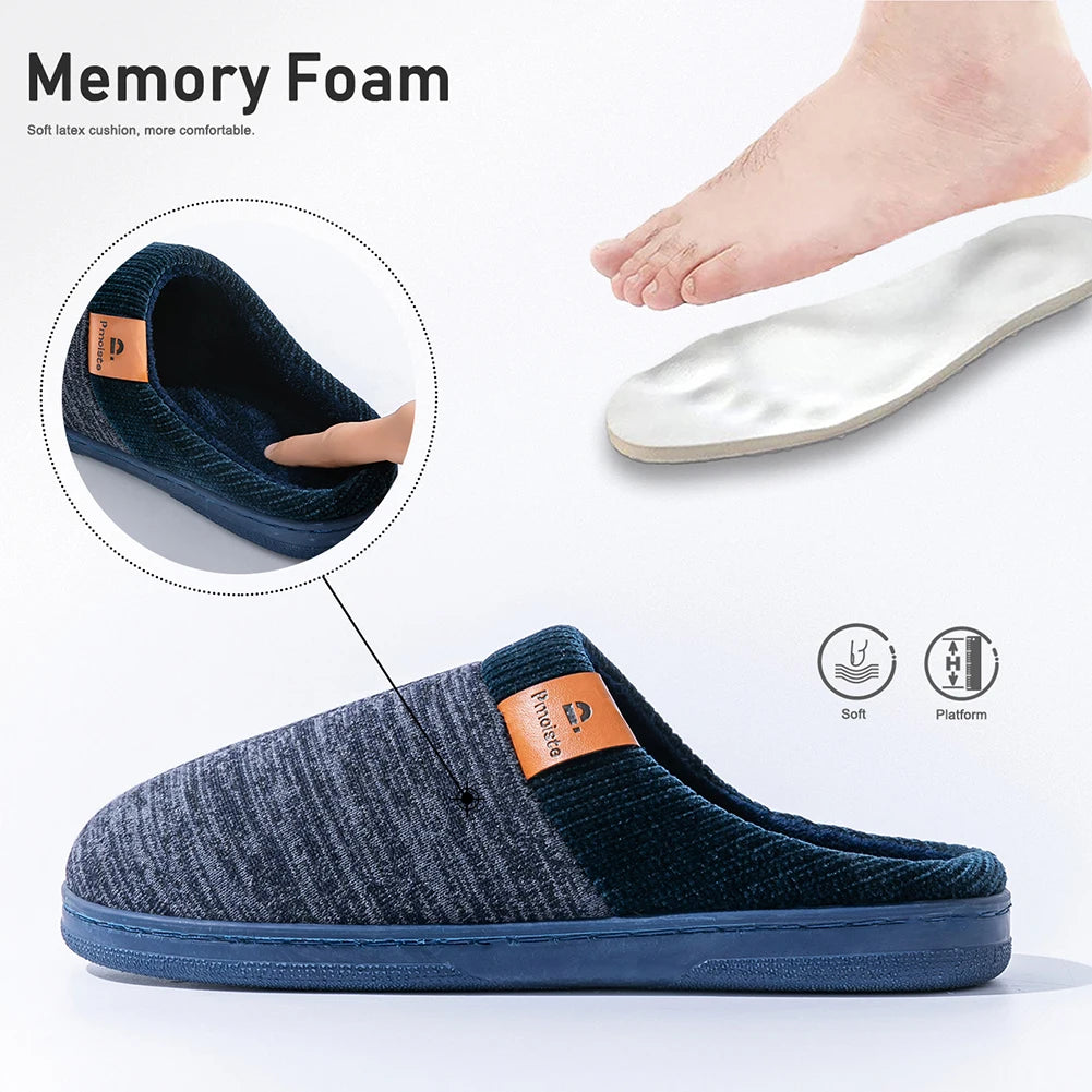AFTER TREATMENT SOFT MALE SLIPPERS -Knitted Patchwork House Shoes Men memory foam, Warm Soft TPR Cushion Memory Foam Designer Luxury Home Slippers Non-slip Winter Indoor
