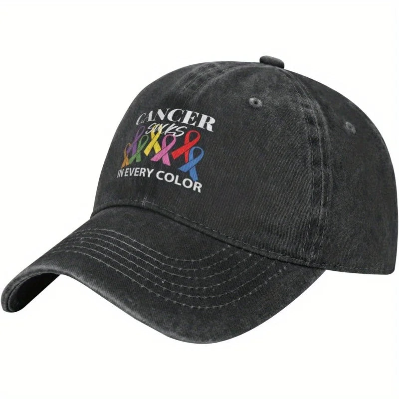 Cancer Sucks- In Every Color Awareness Ribbons Baseball Cap Cotton Adjustable Adult Hat