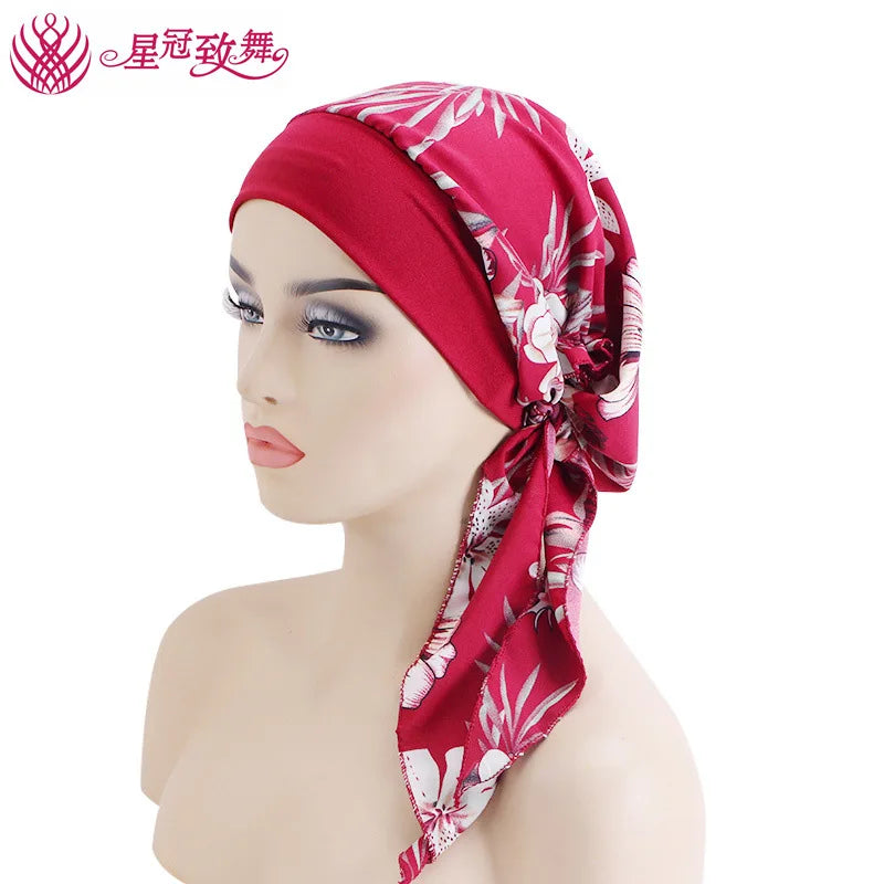 Elastic Wide-Band Boho Print Head Scarf, Sleep Cap & Hair Wrap for Women